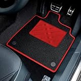 Car Mats to fit Honda Integra Type-R (DC5) (2002-2006) Black Carpet with Red Ribbed Trim and Red Rectangle Heel Pad [1101]
