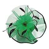 Generic Women's Dark Green 1940S Fascinator Hat Headwear Church Feather Clip Fascinator Hat Wedding Party Cap for UK Fascinator Clip On Navy and Orange Fascinator