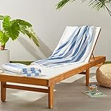 Amazon Basics 100% Cotton Terry Cabana Stripe Pool & Beach Towel, Soft & Absorbant, 2-Pack, Sky Blue, 76 x 152 cm