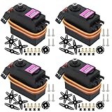 4Pack MG996R Servo Motor，55g Metal Gear Torque MG996R Digital Servo Motor for Arduino Futaba JR RC Helicopter Car Boat Robot