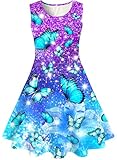 Kids4ever Girls Butterfly Dress 6-7 Years Girls Dresses Flutter Sleeveless Skater Party Dress Kids Purple Blue A-line Dresses