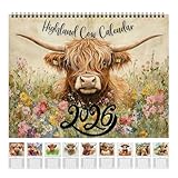 Highland Cow Calendar 2026, 22X28CM Scottish Highland Cow Wall Calendar 2026, Cute Animal Highland Cattle Family Monthly Calendar, Funny Scottish Highland Cattle Wall Planner, for Home Decor