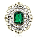 Green Brooch Pin, Vintage Green Rhinestone Brooch with Pearl, Baroque Crystal Brooches and Pins for Women Clothes Suit Dress Hats Bags Accessory