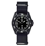MWC Diver Swiss Quartz Steel PVD Black Ceramic Sapphire Date Display Fabric Men's Watch, bracelet