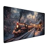 Snow Scene Mouse Mat 800x400x3mm, Gaming Mouse Pad Train, Non-Slip Rubber Base Large Desk Mat XXL Extended Desk Pad, Office Accessories Keyboard Mousepad, for PC Office Accessories Mousemat X-1650