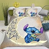 Doiicoon Lilo and Stitch Bed Linen, Stitch Bed Linen 135 x 200 cm for Teenagers, Lilo & Stitch Bedding Set 3D Print Duvet Cover (2.135 x 200 cm, Single Bed)