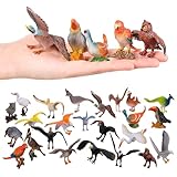 HOMNIVE Birds Figurines, 24pcs Realistic Eagle Parrot Robin Owl Toy Bird, Fairy Garden Accessories, Learning Educational Toys for Dollhouse Birthday Cake Topper Gift for Kids Toddler