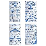 BENECREAT 4PCS 10x17.5cm Tree of Life Metal Stencils Animal Leaves Vine Stencils Templates for Wood Carving, Drawings and Woodburning, Engraving and Scrapbooking Project
