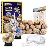 NATIONAL GEOGRAPHIC Break Open 15 Premium Geodes - with Goggles, Detailed Learning Guide, 3 Display Stands, Great Stem Science Toy & Educational Kit