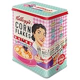 Nostalgic-Art Retro Storage Jar L, 3 L, Kellogg's - Happy Hostess Corn Flakes - Gift Idea for the Kitchen, Large Tin Coffee Tin, Vintage Design
