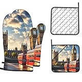 Oven Mitts and Pot Holders Sets of 4 Heat Resistant Kitchen Gloves big ben Oven Mitts BBQ Gloves Oven Gloves and Hot Pads Non-Slip Potholders for Kitchen Baking Cooking
