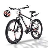 TRIOBLADE 24''26''27.5'' Mountain Bike 3 Spoke Wheels Mountain Bicycle 21 Speeds Disc Brake Bike Lightweight Frame Bicycle for Adult Men Women Sport Cycling Bike (Black&Red, 26Inch)