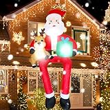 PIPIMOUSE 9.5Ft Christmas Inflatable Outdoor Decoration Giant Sitting Santa Claus Christmas Inflatables with LED Light Climbing Santa Inflatable Blow Up Yard Decorations for Xmas Roof Eaves Lawn