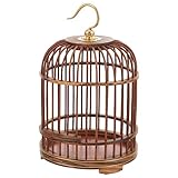 Happyyami Wood Cage Birdcage Small Bird Cage Hanging Round Parrot Cages Hanging Bird Cage Cage Critter Breeding Cages for Budgie Parakeets Finches Canaries Lovebirds Paper Star Light