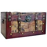 Fine Gifts UK Large Vintage Style Wooden Storage Trunk Chest, Dimensions are approximate 50x30x30 cm, Gift idea for Mum, Mothers Day, Christmas, Birthday, Toy Box, Keepsake, Memory Box