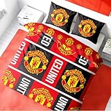 Character World Manchester United Double Duvet Cover Set, Trafford Design | Red Reversible 2 Sided Football Bedding Cover Official Merchandise Including Matching Pillow Cases