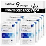 HONYAO Instant Ice Pack, 9 Packs Disposable Instant Cold Packs, Ice Packs for Sports Injuries, Cold Compress for Pain Relief, Swelling, Inflammation, Sprains, Toothache, Athletes & Outdoor Activities
