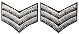 Millitary Uniform Chevrons Sergeant Stripes Army Embroidered Arms Emblem Iron On Sew On Shoulder Patch, Silver, 2 Pcs