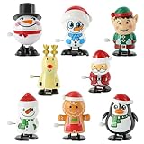 EDWINENE Christmas Wind Up Toys for Kids & Adult,8 pcs Clockwork Walking Jumping Christmas Toy for Stocking Filler and Party Bag Filler