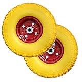 TAHA ® 2X 10" Rubber Tyre Wheel Replacement No More Flats Sack Truck Trolley Red
