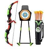 VALYPANOR Bow and Arrow Set for Kids Archery Set with LED Lights Includes 10 Suction Cup Arrows, Quivers & Standing Target for 3-12 Years Old Boys & Girls Outdoor Toys