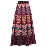 LOUDelephant Block Print Mandala Maxi Wrap Skirt - Maroon