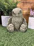 Stone Garden Cute Owl Family Concrete Ornament