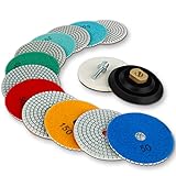 15pcs Diamond Polishing Pads Kit 4 inch 100mm Wet/Dry for Granite Stone Concrete Marble Polishing Use Grinding Discs Set for Granite Marble Concrete Stone Buffing Polishing
