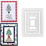 hinana 7pcs/Set Rectangle Frame Metal Die Cuts, Scallops Stitched Nesting Tag Background Cutting Dies for DIY Scrapbooking Album Decorative Embossing Paper Card Making