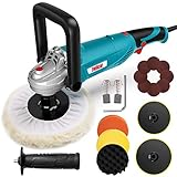 ENEACRO Polisher, Rotary Car Buffer Polisher Waxer, 1200W 180/150 mm Plate, 6 Variable Speed 1500-3500RPM, Detachable Handle Perfect for Boat,Car Polishing and Waxing