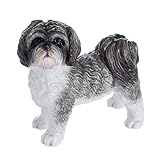 John Beswick JBD96 Shih Tzu Figurine, Earthenware, Grey/Multi-Colour, 11.5 x 4.5 x 10 cm
