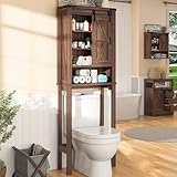 LUXOAK Farmhouse Over The Toilet Storage Cabinet, 68" Tall Bathroom Storage Cabinet with Sliding Barn Door & Adjustable Shelves, Above Toilet Storage for Bathroom, Laundry Room, Reclaimed Barnwood