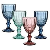 Wine Goblet Set Baroque Embossed 300ml Wine Glasses Dishwasher Safe