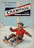 Champion Spark Plugs Poster - A4 Wall Art, Inspirational World Map, Vintage City, Retro Poster, Home Decor for Living Room, Office, Gift Idea for Travel Lovers