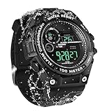 100m Underwater Scuba Diving Watch for Mens Boys with Stopwatch, Chronograph, Alarm Functions, Dual Time Zone, 12/24 Hours Format