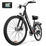 URLIFE 26" Electric Bike for Adults, Mountain Bike with LCD Display, 36V 13AH Removable Battery 250W Powerful Motor, 7-Speed Derailleur 80KM Max Range Ebike Commute MTB BLACK