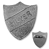 Award Text Shield Pin Badge - Safety Pin - 30mm - Metal - 3 Colours (SILVER)