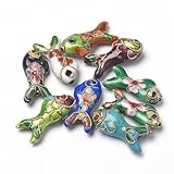 200 pcs Handmade Cloisonne Fish Spacer Beads For DIY Jewelry Making19.5x9x5~6mm