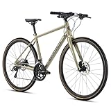 ROCKBROS SPIN Hybrid Bike 700C Road Bike Gravel 20 Speed Gears Bicycle with Carbon Fiber Fork Hydraulic Disc Brakes for Men Women Light green S