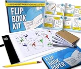 Molcey Flip Book Kit with LED Light Pad. Includes Flipbook Kit Starter Animation, 240 Sheets Blank Animation Paper and Instructions for Making Flip Books, LED Light Pad. for Kids 9-12 6-8