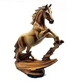 Wood Effect Horse Standing Statue Ornament Figurine