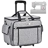 cab55 Rolling Sewing Machine Case, Detachable Rolling Sewing Machine Carrying Case on Wheels, Trolley Tote Bag with Removable Bottom Wooden Board for Most Standard Sewing Machine and Accessories