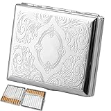 1 Piece Vintage Silver Cigarette Case Box Cigarette Case Can Holds 20 Cigarettes 84mm Cigarette Box Suitable for Roll Ups Slim Design Men's Cigarette Cases Cigarette Cases for Women