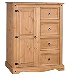 Mercers Furniture Corona 1 Door 4 Drawer Low Tallboy Wardrobe