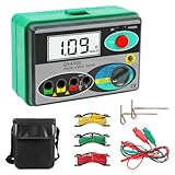 Ground Resistance Meters, Digital Earth Ground Resistance Tester 0~2000Ω Earth resistance tester AC Ground Voltage Tester Overload Protection, Data storage, low battery reminder Ohm Meter