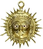 Exotic India Embossed Brass Vastu Surya Wall Hanging, Yellow, S
