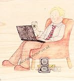 Computer Man Jolly Nation Wooden Rubber Stamp