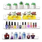 LOSYHU 4Pcs 15" x 4" Clear Acrylic Floating Shelves, Acrylic Shelves for Wall, Display Ledge Shelves Wall Mounted Floating Shelf Plastic Wall Shelf for Book/Photo/Picture/Makeup Display