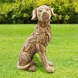 HomeZone 35cm Labrador Dog Garden Ornaments Outdoor Animals Heavy Duty Resin Animal Ornaments With Wood Effect Design Large Garden Sculptures & Statues For Indoors Outdoors Ideal for Yard Lawn Patio