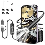 Ferdiiz Endoscope Inspection Camera, 1920P HD Borescope Camera, 16.4ft Semi-Rigid Snake Endoscope with 8 Adjustable LED Lights, IP67 Waterproof Drain Pipe Borescope Gadgets Tool for iOS9+ Android 6+